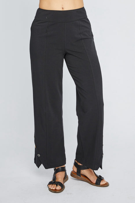 Neon Buddha Style 12162 Black Side Split Wide-Leg Pull On Crop Pants