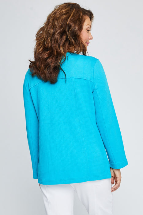 Neon Buddha Zip Front Textured Waffle Long Sleeve Jacket Plus Size 12144