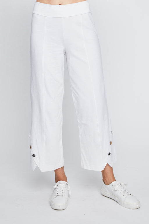 Neon Buddha Style 12162 White Side Split Wide-Leg Pull On Crop Pants