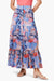 NIC+ZOE Style S241702 Blue/Multi Dreamscape Tiered Button Front Maxi Skirt