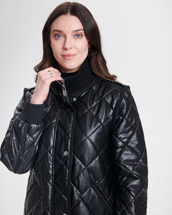 Nikki Jones Hooded Puffer Convertible Jacket To Vest 8005-601