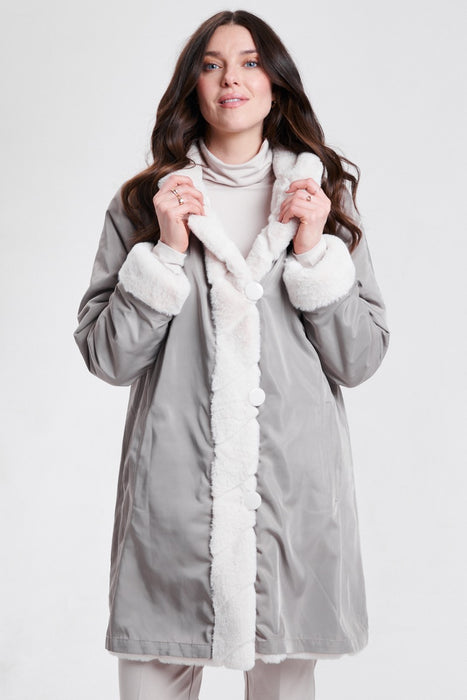 Nikki Jones Reversible Faux Fur Coat with Diagonal Stitch 8129-376