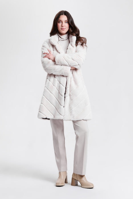 Nikki Jones Reversible Faux Fur Coat with Diagonal Stitch 8129-376