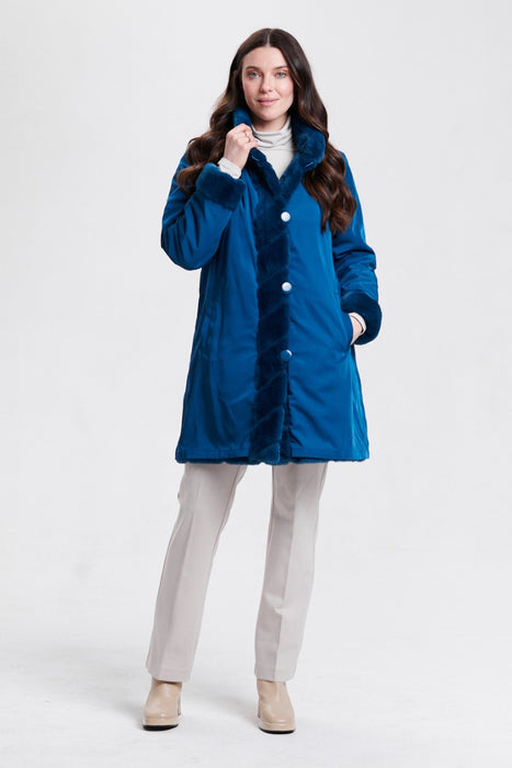 Nikki Jones Reversible Faux Fur Coat with Diagonal Stitch 8129-376