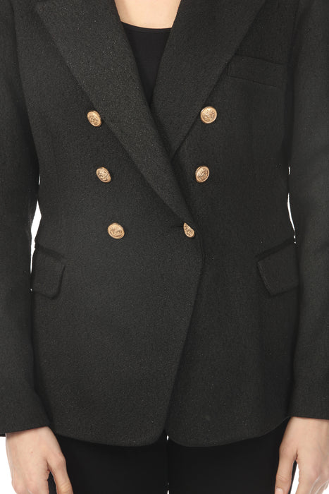 OO LA LA Black Gold Double Breast Lurex Blazer M5107