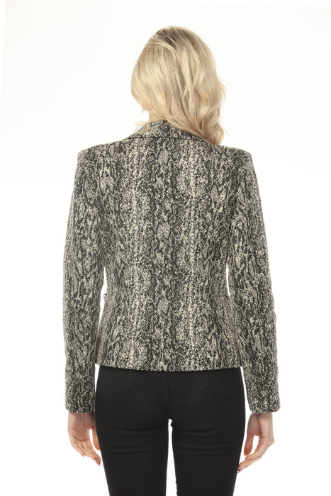 OO LA LA Black Knit Python Print Blazer M5130