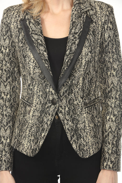 OO LA LA Black Knit Python Print Blazer M5130