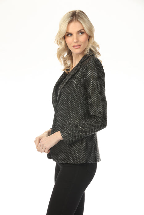 OO LA LA Black Pleather Dot Single-Button Blazer M9224