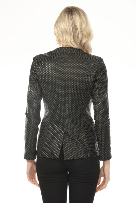 OO LA LA Black Pleather Dot Single-Button Blazer M9224