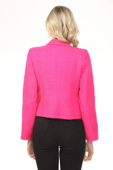 OO LA LA Fuchsia Double-Breast Bouclé Blazer 8036