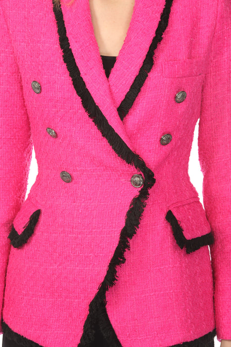 OO LA LA Bouclé Contrast Raw Hem Trim Blazer M7506