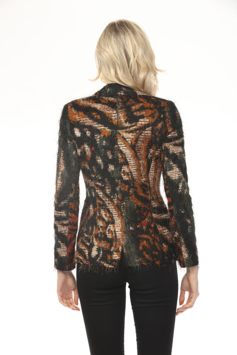 OO LA LA Olive Tie Dye Tiger Print Blazer M9206