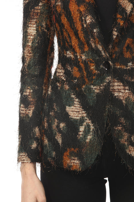 OO LA LA Olive Tie Dye Tiger Print Blazer M9206