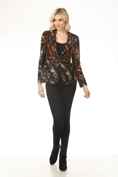 OO LA LA Olive Tie Dye Tiger Print Blazer M9206