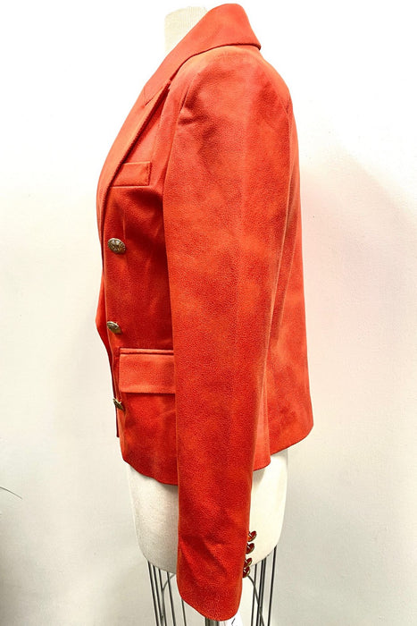 OO LA LA Papaya Double Breasted Faux Suede Blazer Jacket M2017