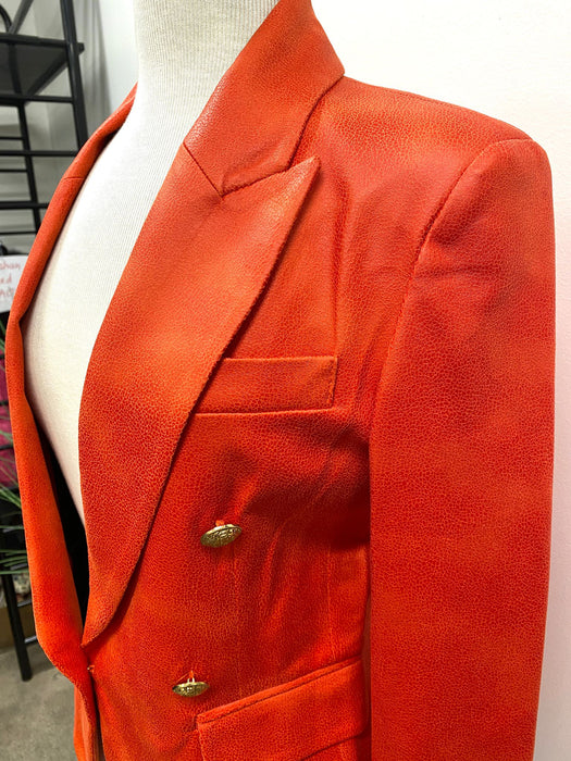 OO LA LA Papaya Double Breasted Faux Suede Blazer Jacket M2017