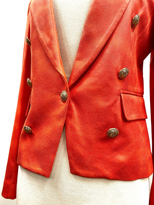 OO LA LA Papaya Double Breasted Faux Suede Blazer Jacket M2017