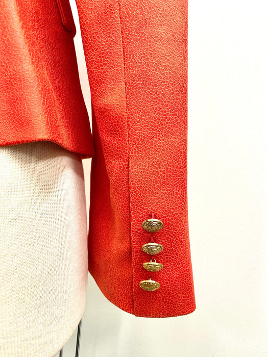 OO LA LA Papaya Double Breasted Faux Suede Blazer Jacket M2017