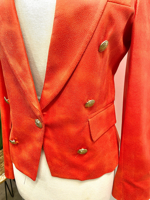 OO LA LA Papaya Double Breasted Faux Suede Blazer Jacket M2017