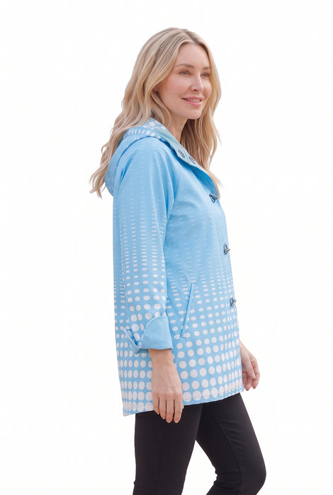 Oopera Lindi Light Blue Polka Dot Reversible Toggle Raincoat J0239RW-6