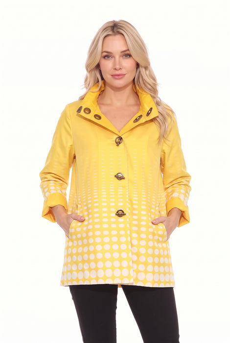 Oopera Lindi Yellow Polka Dot Reversible Toggle Raincoat J0239RW-4