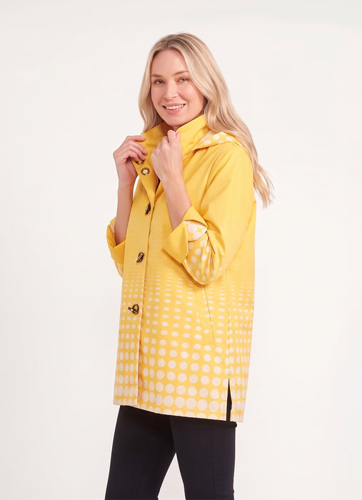Oopera Lindi Yellow Polka Dot Reversible Toggle Raincoat J0239RW-4