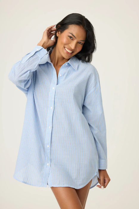 PJ Salvage Bright Blue Dainty Daisy Long Sleeve Nightshirt RSDDNS