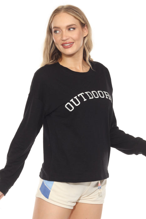 PJ Salvage Black Outdoorsy Long Sleeve Top RKMFLS2