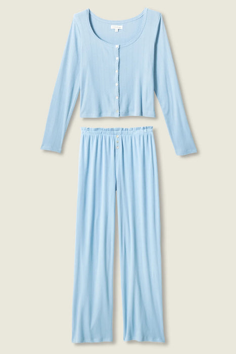 PJ Salvage Blue Dream More Amour Pointelle Pajama Set RWMOLS2/RWMOP2