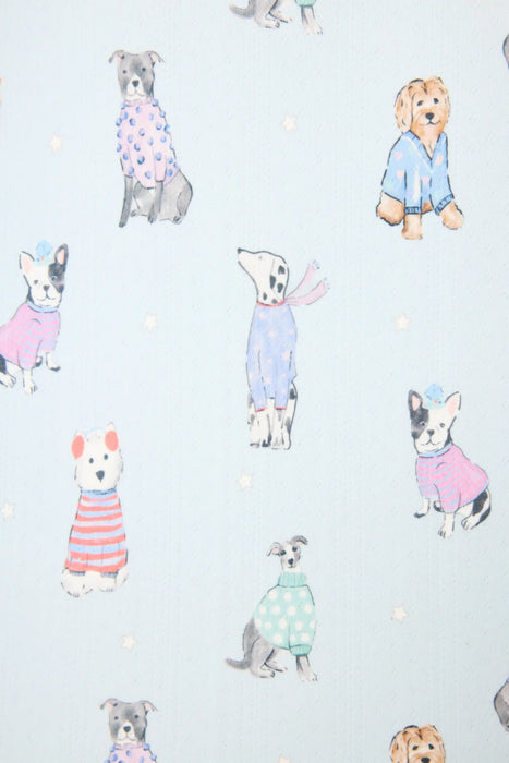 PJ Salvage Blue Haze Doggone Cold Dog Print Pointelle Long Sleeve Top RUDCLS