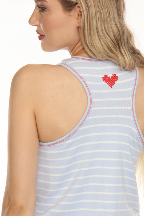 PJ Salvage Blue Mist Mountain Mama Stripe Short Pajama Set RLMST1