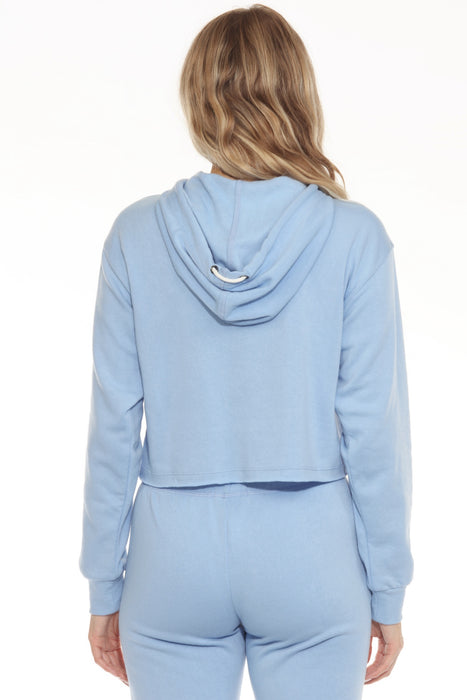 PJ Salvage Bright Blue Faded Nights Crop Hoodie RPFNHD