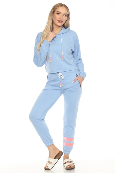 PJ Salvage Bright Blue Faded Nights Crop Hoodie RPFNHD