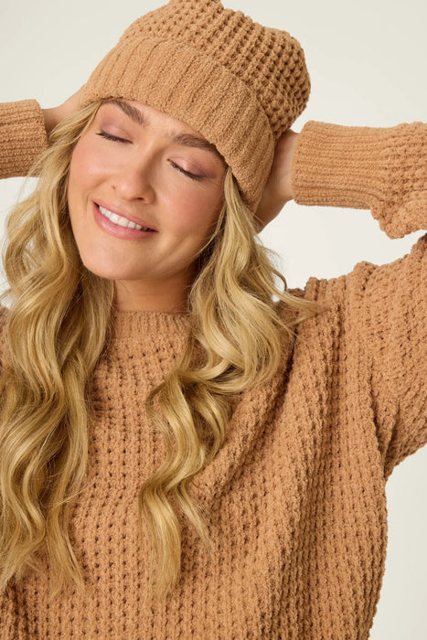 PJ Salvage Chenille Waffle Beanie RUCWBE- CARAMEL