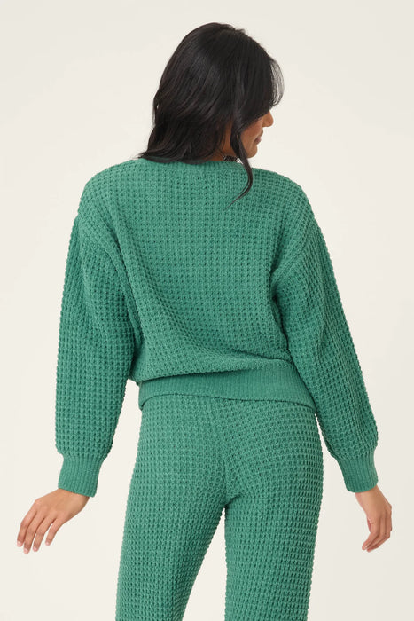 PJ Salvage Chenille Waffle Long Sleeve Forest Top RUCWLS