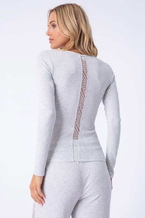 PJ Salvage Cloud Grey Lacey Basics Long Sleeve Top RNLBLS