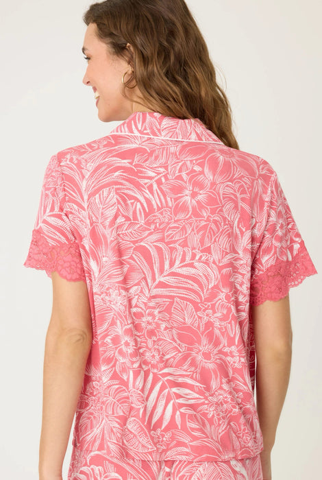 PJ Salvage Deep Rose Lazy Days Floral 2-Piece Pajama Set RSLDT/RSLDP1