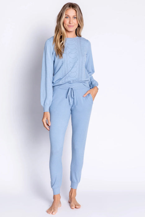 PJ Salvage Pretty In Pointelle Long Sleeve Lounge Sweater Top RBPILS