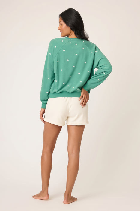 PJ Salvage Forest Outsider Embroidered Bear Long Sleeve Top RUTHLS