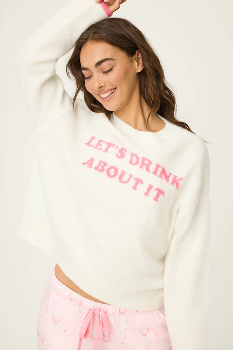 PJ Salvage Happy Hour "Lets Drink About it" Snuggle Sweater RWHHLS2