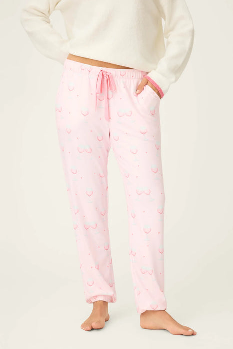 PJ Salvage Happy Hour Wine Glass Print Banded Pants RWHHP