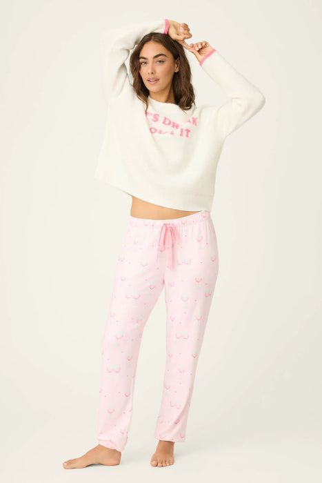 PJ Salvage Happy Hour Wine Glass Print Banded Pants RWHHP