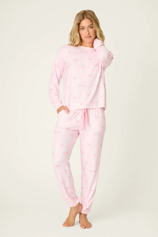 PJ Salvage Happy Hour Wine Glass Print Pajama Set RWHHLS1/RWHHP