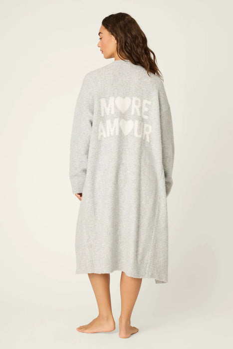 PJ Salvage Heather Grey My Dog Is My Valentine Long Line Cardigan RWDVCA