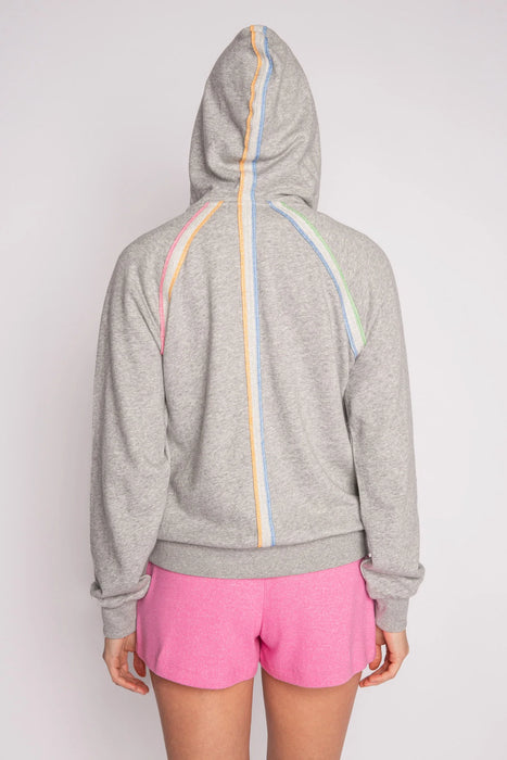 PJ Salvage Heather Grey Neon Stripes Hoodie Jacket RHNSHD