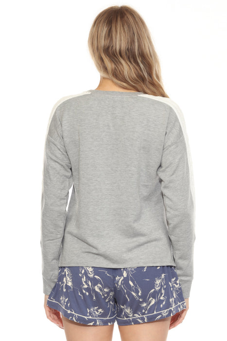 PJ Salvage Heather Grey Winter Woods Long Sleeve Lounge Top RAWWLS3