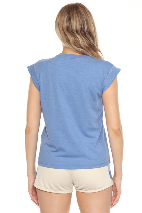 PJ Salvage Indigo Sunrise Stripe Short Sleeve Lounge Tee RNSRT