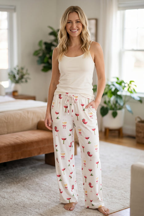 PJ Salvage Ivory Let's Get Toasty Open Leg Pajama Pant RVLGP1