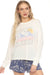 Woman wearing a white long sleeve top with 'Take a Hike' text and mountain graphic