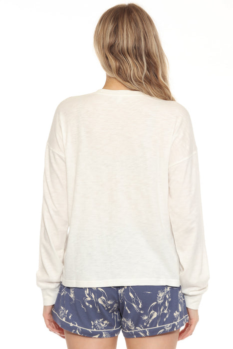 PJ Salvage Ivory Mountain Love Long Sleeve Lounge Top RKMLLS5
